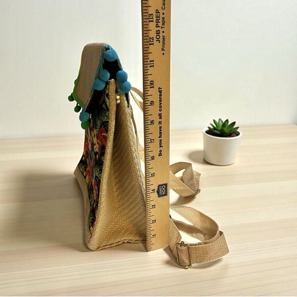 Mexican Maria Doll Backpack Straw Woven Bag Side Snaps Adjustable Straps - Picture 10 of 13